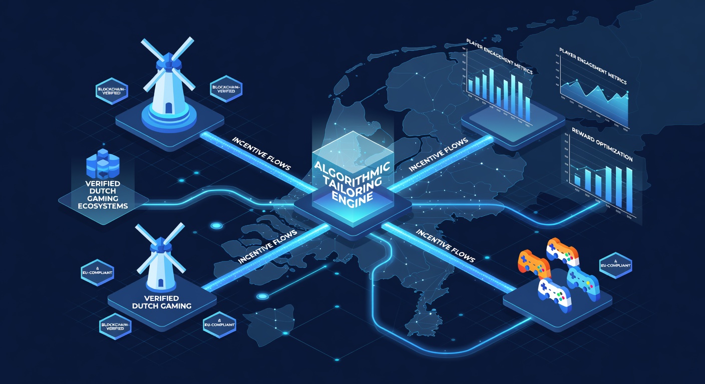 Diagram van data-integratie tussen verschillende Nederlandse gaming ecosystemen en algoritmische incentive aanpassingen