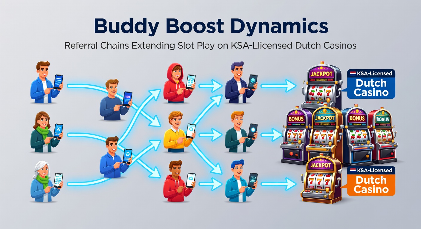 Spelers delen referral-codes bij slots in een Nederlands casino, met ketens die bonussen activeren