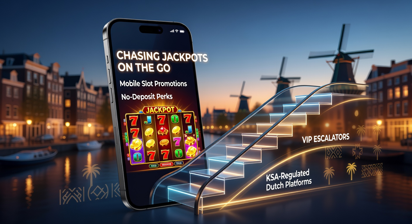 Mobiele gokkast met jackpot-symbool op een smartphone-scherm, achtergrond van Nederlandse vlag en casino-elementen