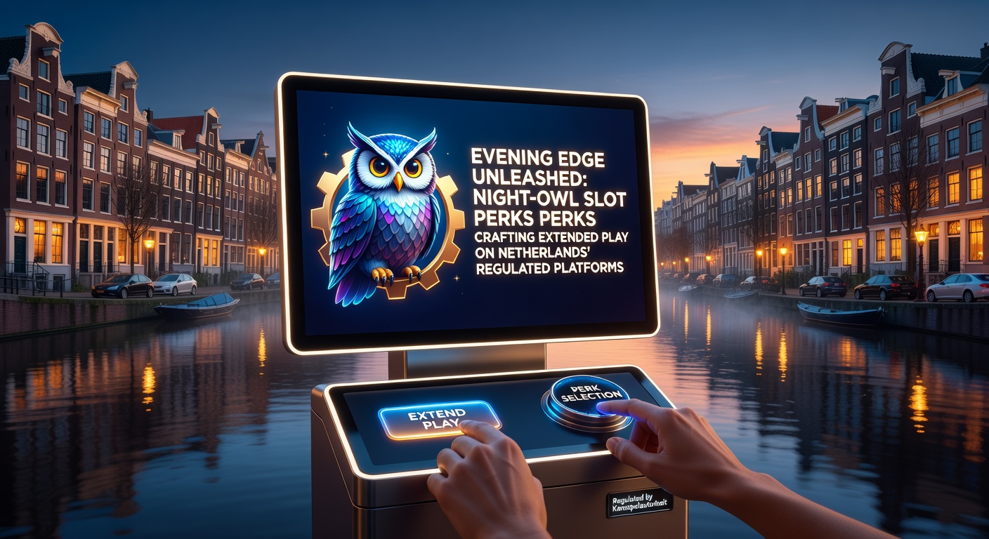 Nachtelijke gokkastinterface met gloeiende perks en een donkere, sfeervolle achtergrond op een Nederlands casino platform