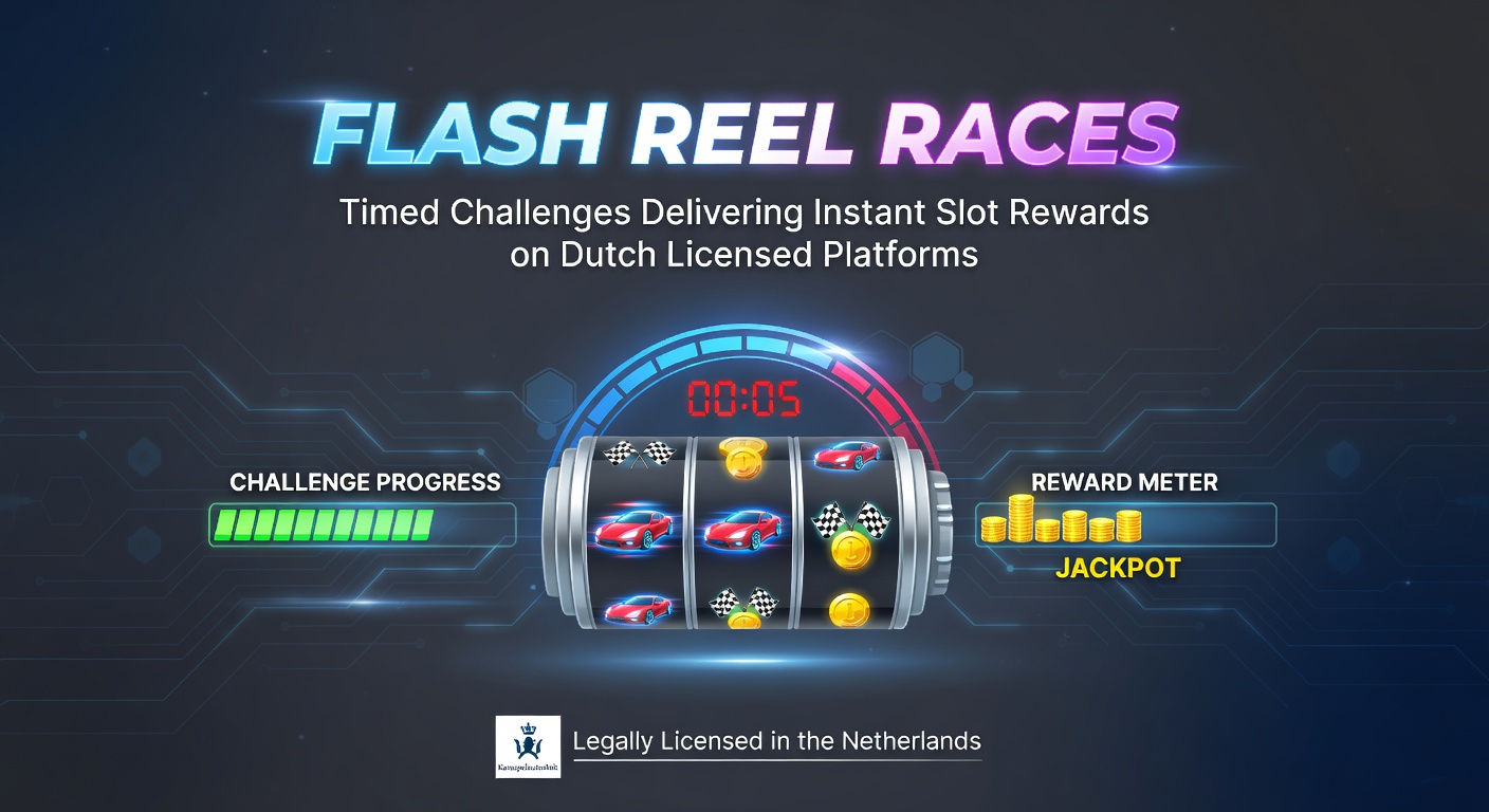 Voorbeeld van een actieve Flash Reel Race interface, met timer, speler-scores en beloningsuitbetaling op een KSA-goedgekeurd Nederlands gokplatform