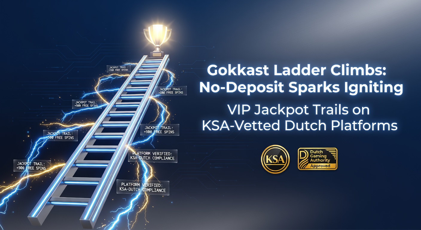 Gokkast met ladder climb feature en VIP jackpot trail op een Nederlands platform, met no-deposit bonus iconen