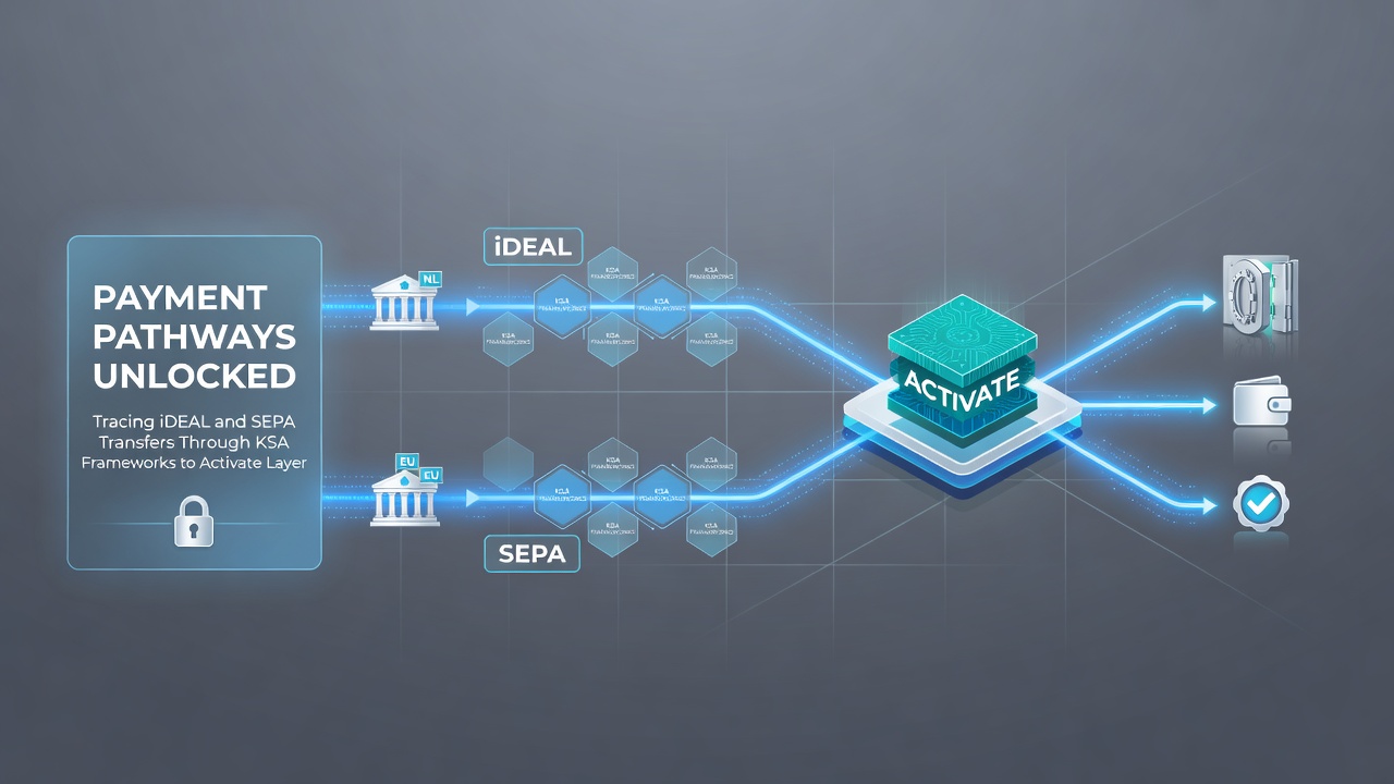 Diagram van SEPA en iDEAL flows naar mobiele slot beloningen onder KSA toezicht