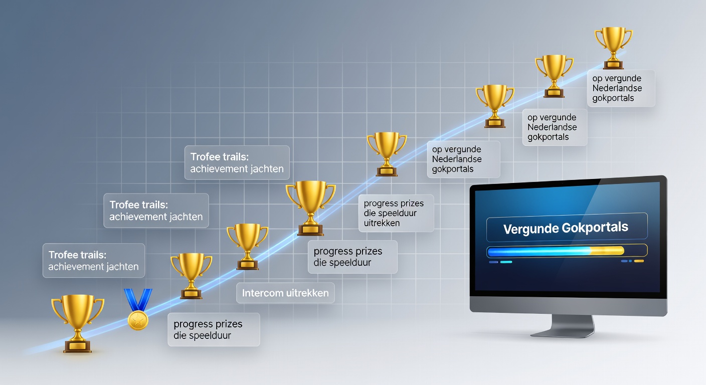 Speler jaagt op digitale trofeeën in een online casino-interface met progressbalken en beloningsiconen op een Nederlands gokportaal